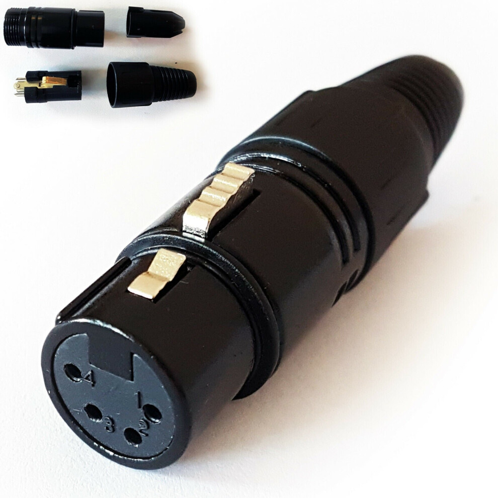 Loops Xlr 4 Pin Pole Female Connector Socket Solder Adapter To Audio Cable Lead Jack