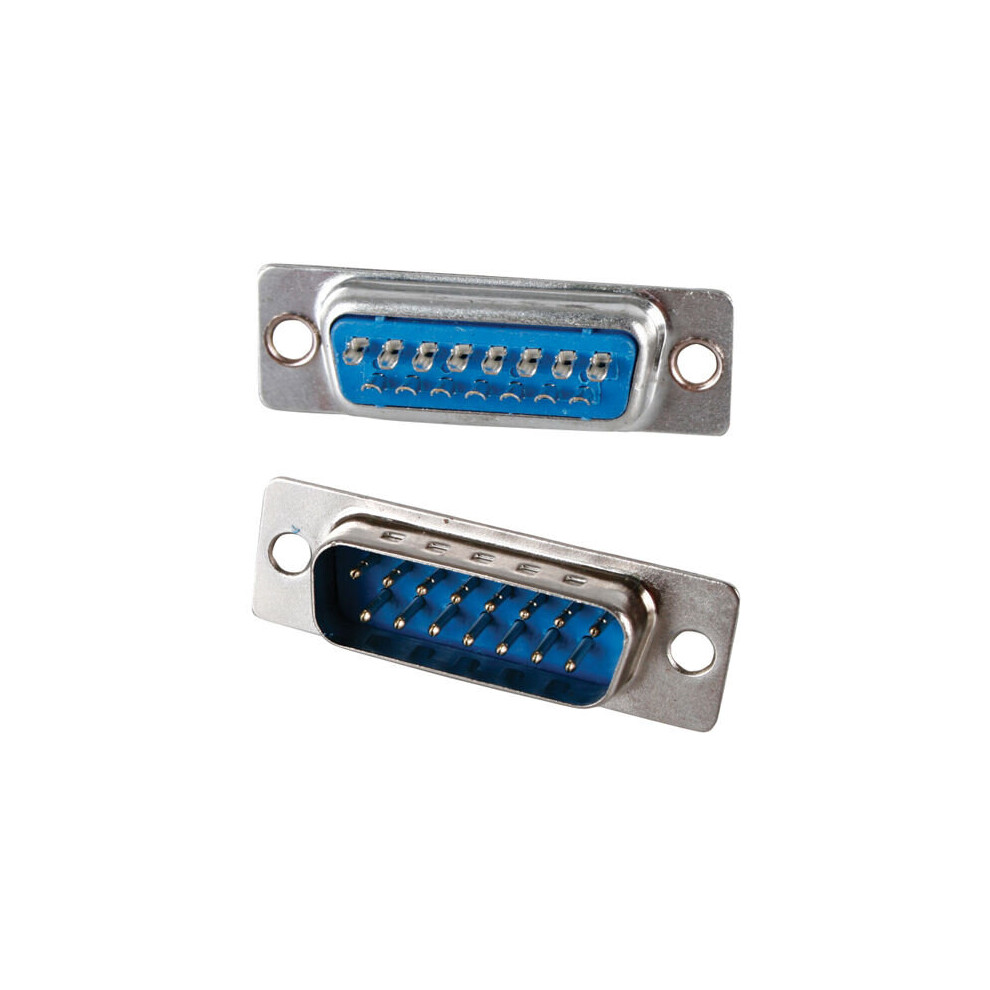 15 Pin Male D Sub 2 Row Chassis Mount Solder Connector Plug Db 15 Computer Pc 5055538107092