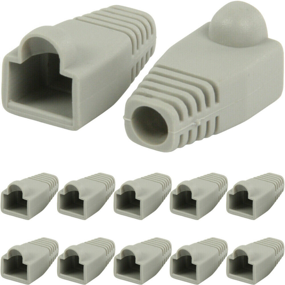 10x Grey RJ45 Strain Relief Network Cable CAT5/6 Connector Boot Cover Cap End