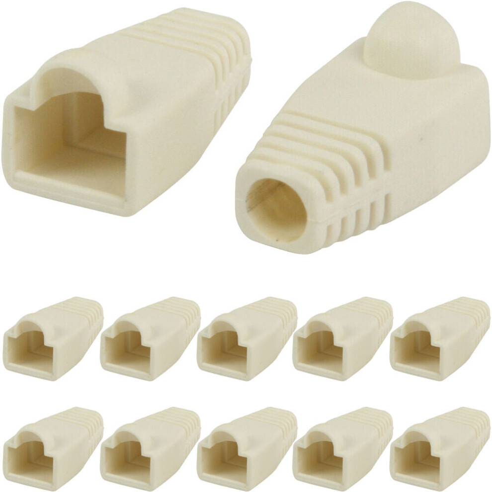 10x White RJ45 Strain Relief Network Cable CAT5/6 Connector Boot Cover Cap End