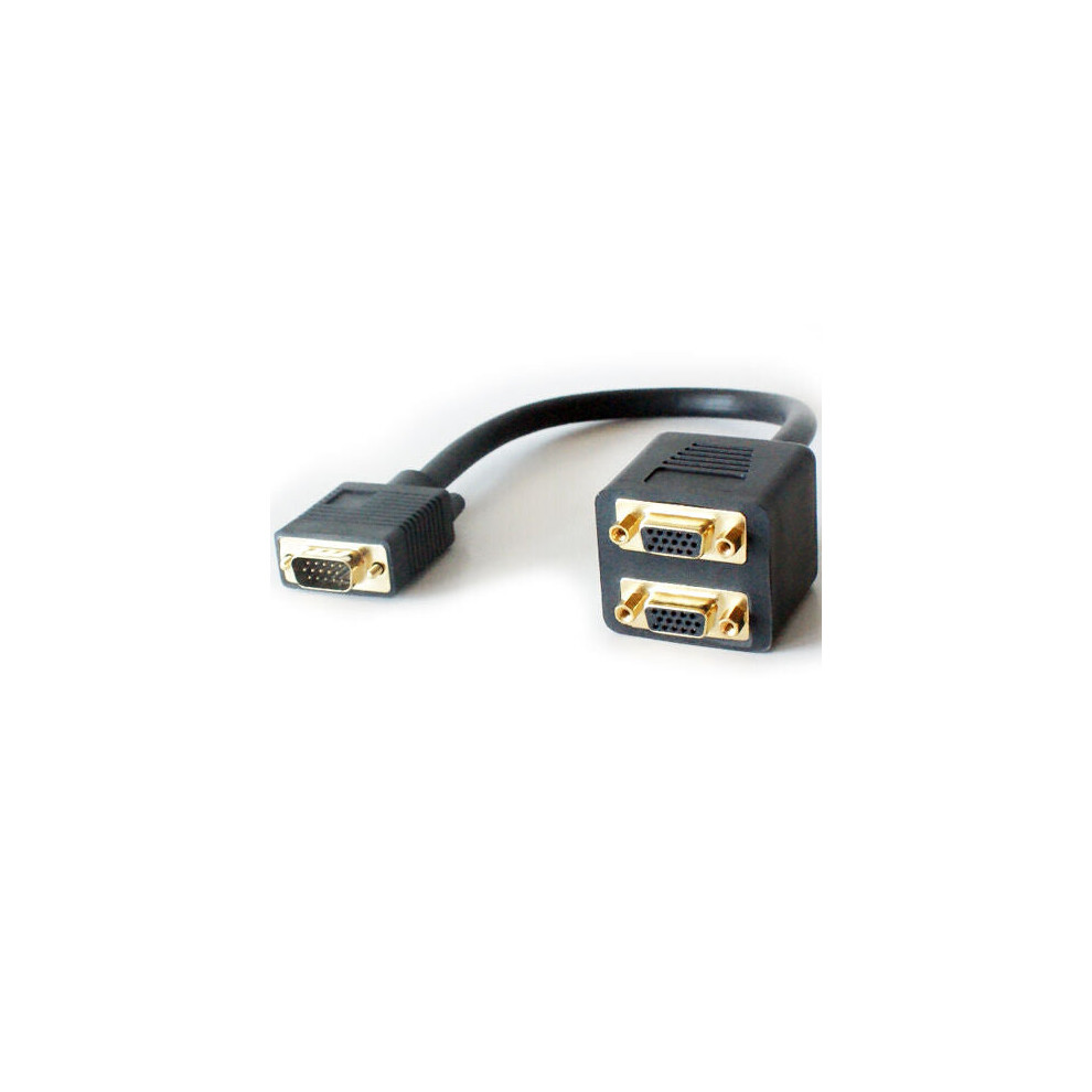 2 Port Way VGA Y Splitter Cable Lead SVGA Male to 2x Female Monitor Video Split