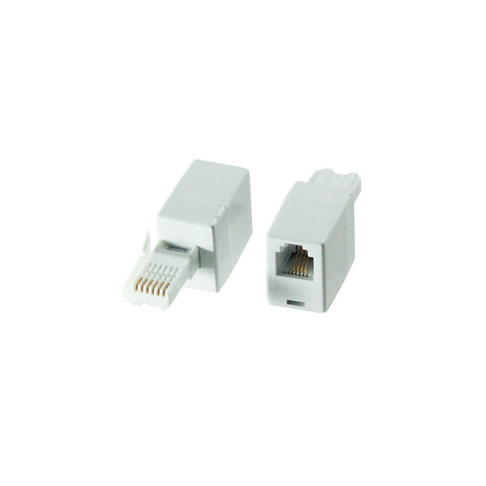 BT Plug to RJ11 Female Socket Crossover Cross Adapter Fax Modem Router Phone