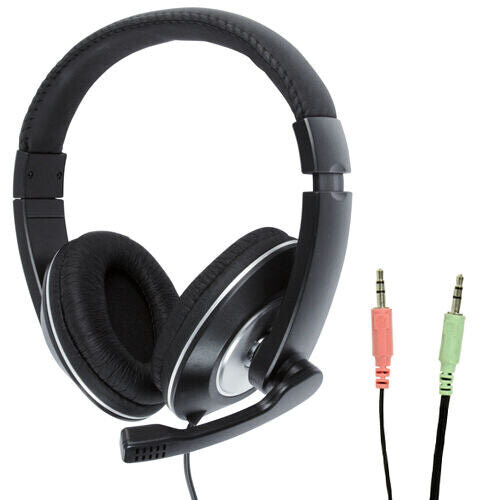 Loops 3.5mm Stereo Closed Headset & Microphone Mic Volume Control VOIP Skype Gaming