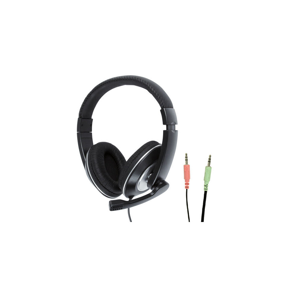 3.5mm Stereo Closed Headset & Microphone Mic Volume Control VOIP Skype Gaming