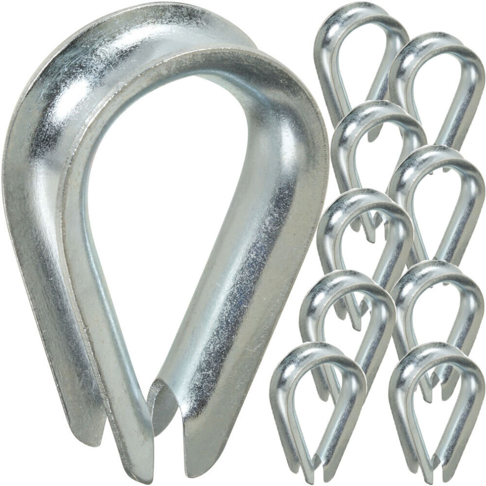 10 x 8mm Galvanised Steel Thimbles Wire Rope Lashing Cable Hook & Loop Clamp