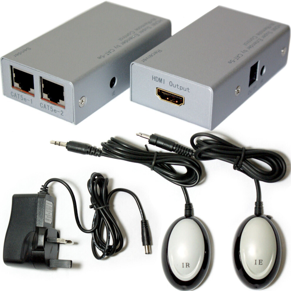 HDMI & IR Control Over CAT5e CAT6 Extender Sender Balun Kit Full HD @ 30m RJ45-image-OPC-P8WJVGH-NEW