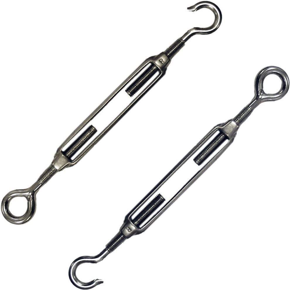 2x 12mm Hook & Eye Straining Screw Turnbuckle Galvanised Steel Wire Rope Tension