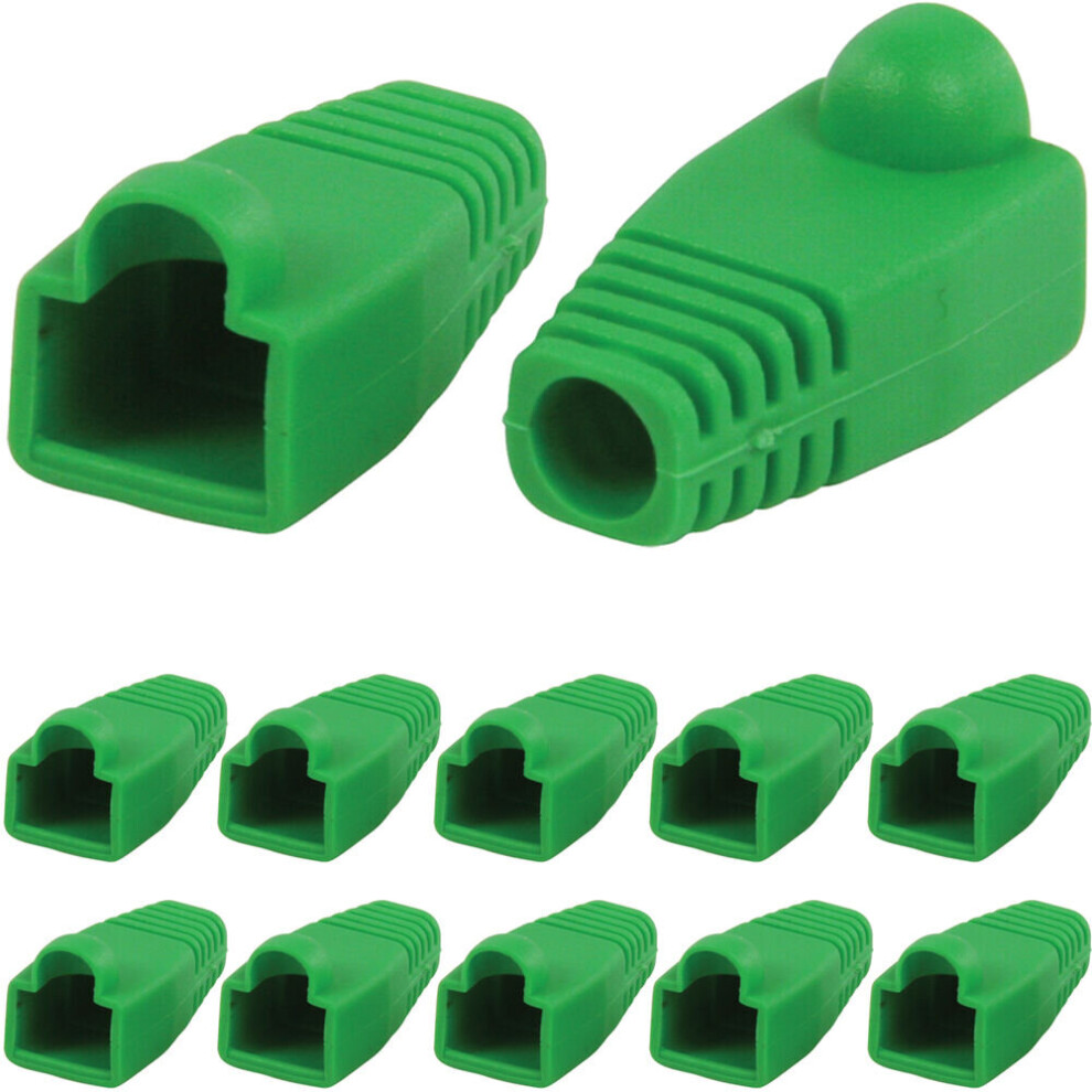 10x Green RJ45 Strain Relief Network Cable CAT5/6 Connector Boot Cover Cap End