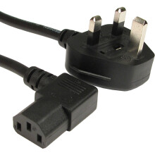 2M UK Plug to IEC Kettle Cable Lead 90 Degree Right Angled C13 Mains Power 5A