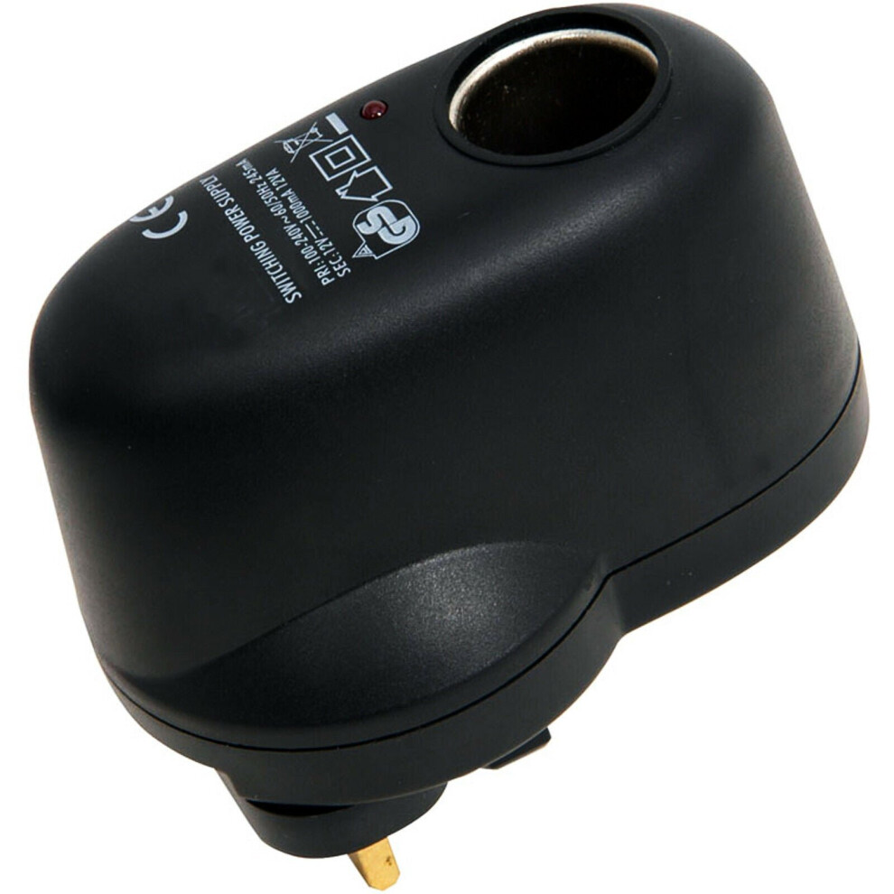 Loops Mains To Cigarette Lighter 12V Ac Dc Charger/Adapter Socket Power Supply Psu