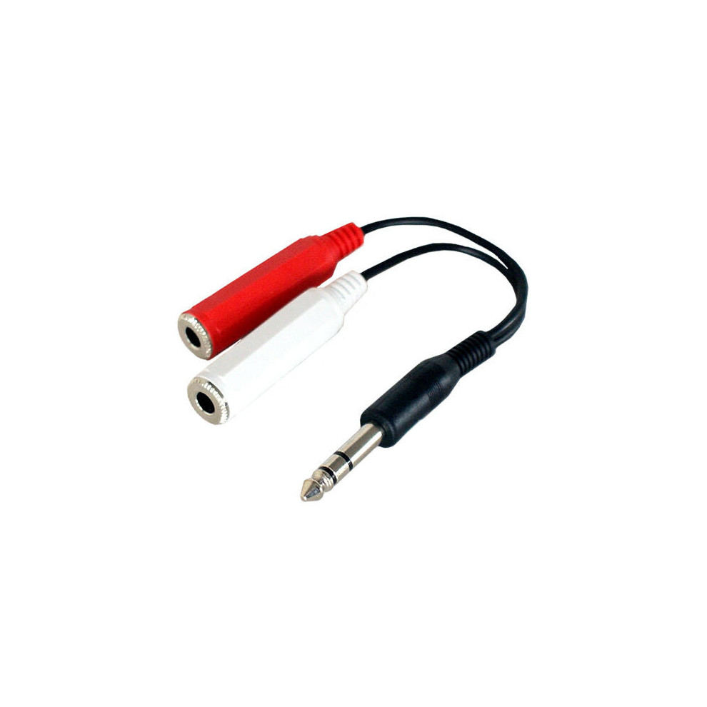 6.35Mm Stereo Plug To 2X Mono Jack Socket Splitter Cable 1/4" Adapter 5055538126260