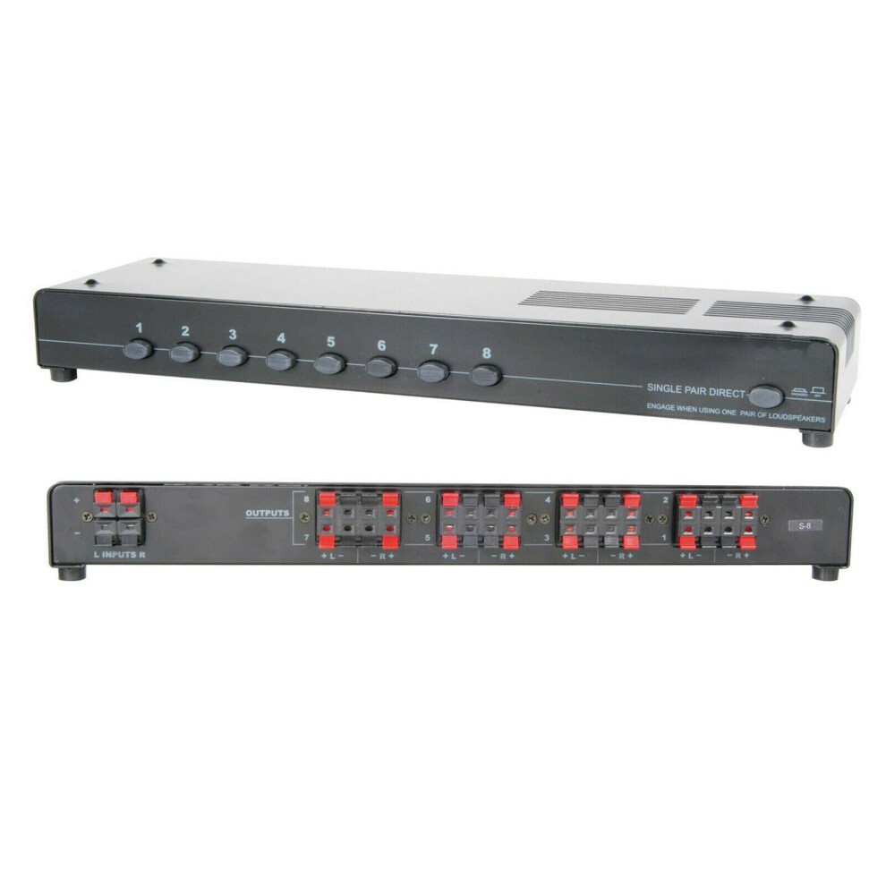 8 Port Way 200W Stereo Speaker Splitter Amplifier Distribution Selector Switch
