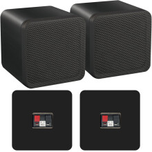 Pair of 4 Inch ABS Bookshelf Speakers - 80W 8Ohm - Black HiFi Surround Sound Home Cinema