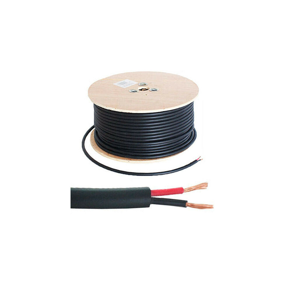 100m Double Insulated Speaker Cable 2.01mmÂ² Black 100V Line Volt PA System Reel Drum