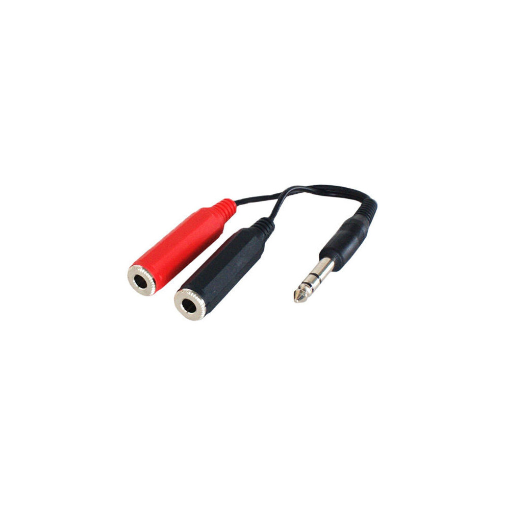 6.35mm Male to 2x Stereo 1/4" Female Socket Adapter Cable Headphone Splitter Mixer