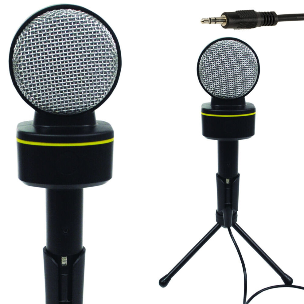 3.5mm Mini Condenser Microphone PC MAC Laptop AUX Phone Volume Control Stand