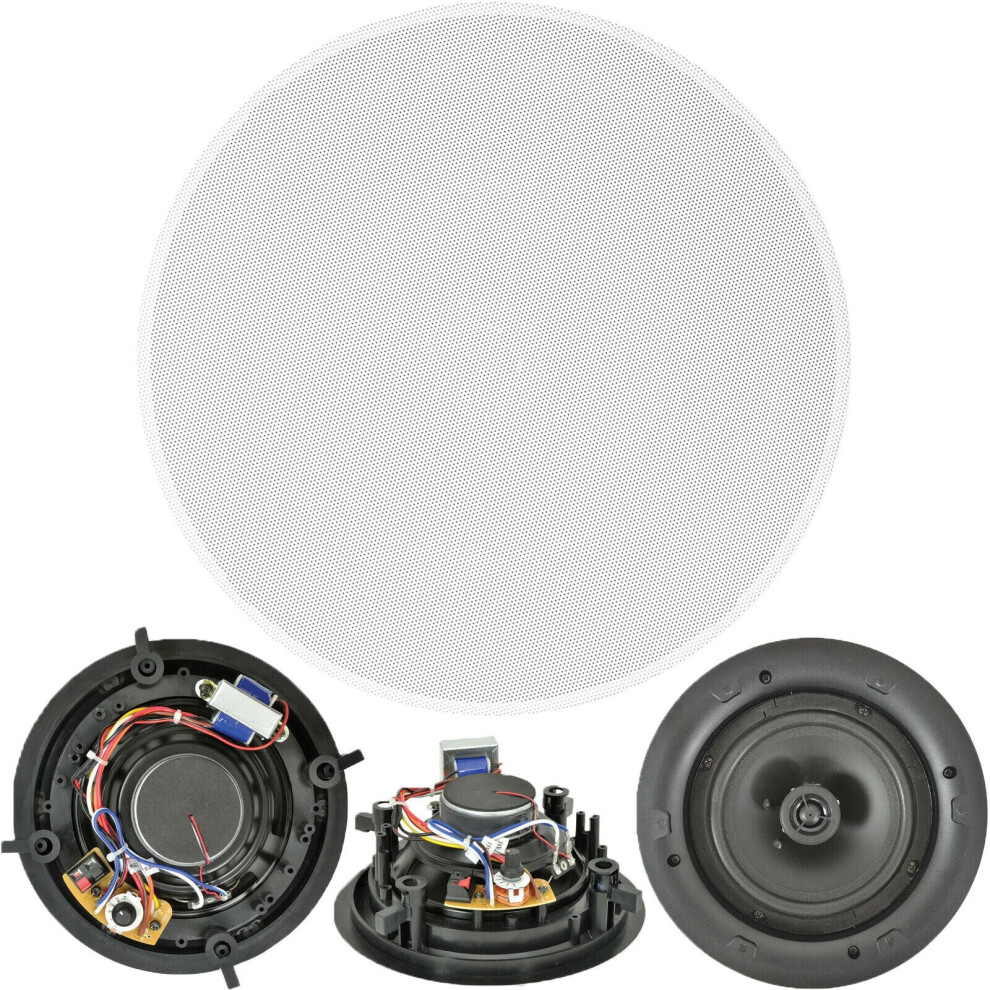 QUALITY 6.5" 100W 2 Way Low Profile Ceiling Speaker 100V & 8Ohm Wall Mount Slim