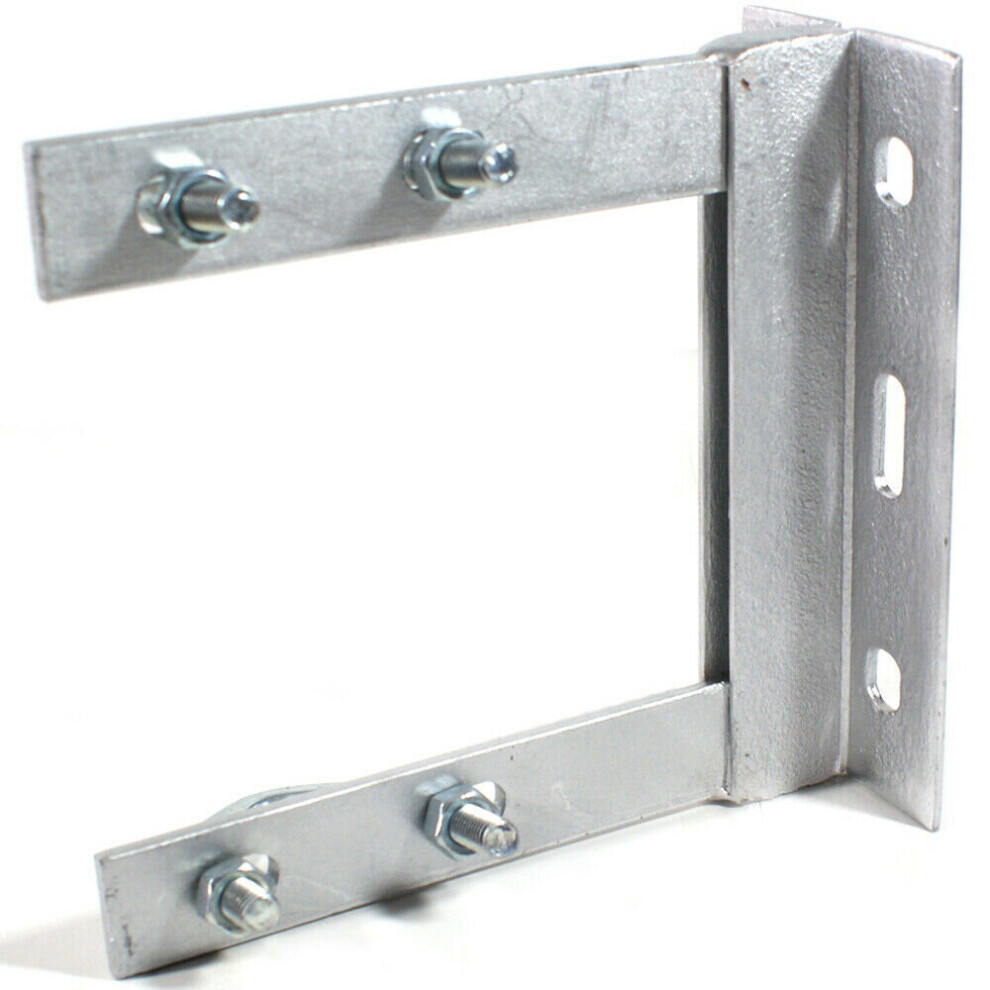 Loops 6" X 6" Tv Aerial Wall Mounting Bracket & V Bolts Galvanized Pole Mast Install