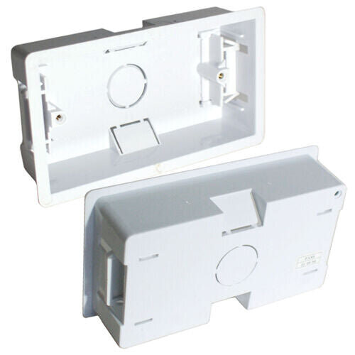 Loops 35mm Deep Twin Plastic Dry Lining Back Box 1 Gang Wall Flush Mount Pattress