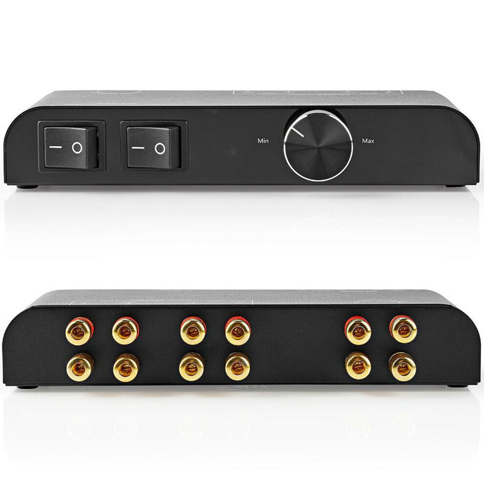 2 Way Stereo Speaker Splitter & Volume Control Hi Fi Loudspeaker Audio Switch-image-OPC-P8WKDNV-NEW