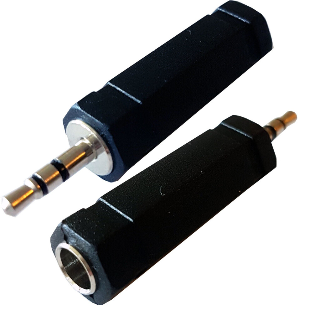 3.5Mm Stereo Plug To 6.35Mm 1/4" Mono Socket Adapter Guitar Microphone Converter 5055538185588