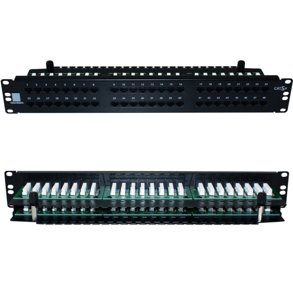 QUALITY AT 48 Port Way CAT5e Ethernet Patch Panel 2U 19" Rack Mount RJ45 Networ