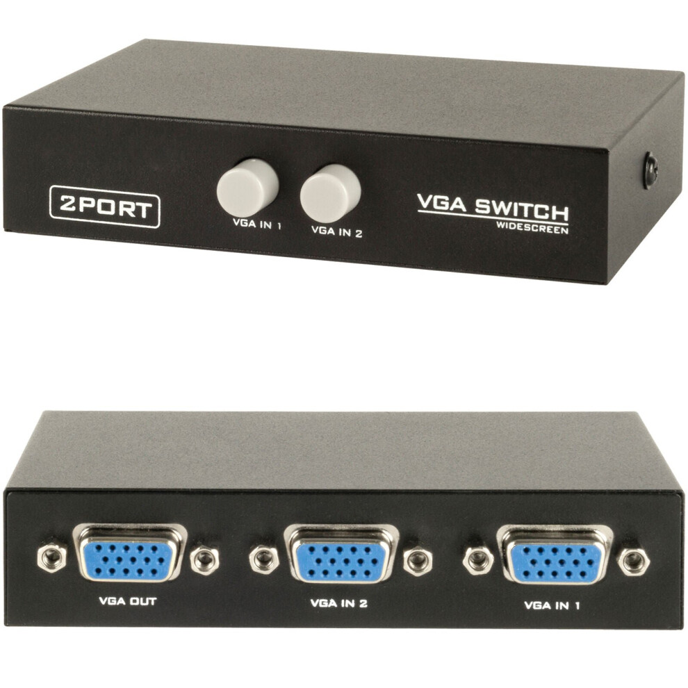 Loops 2 Port Way Vga Manual Switch Box 2 Input 1 Output Pc Monitor Selector Hub Svga