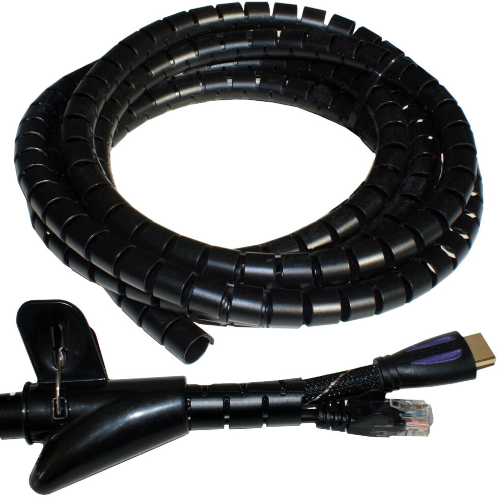 2.5M 15Mm Cable Tidy Kit & Tool Wire Lead Binding Wrap Hide Management Desk Tv 5055538138621
