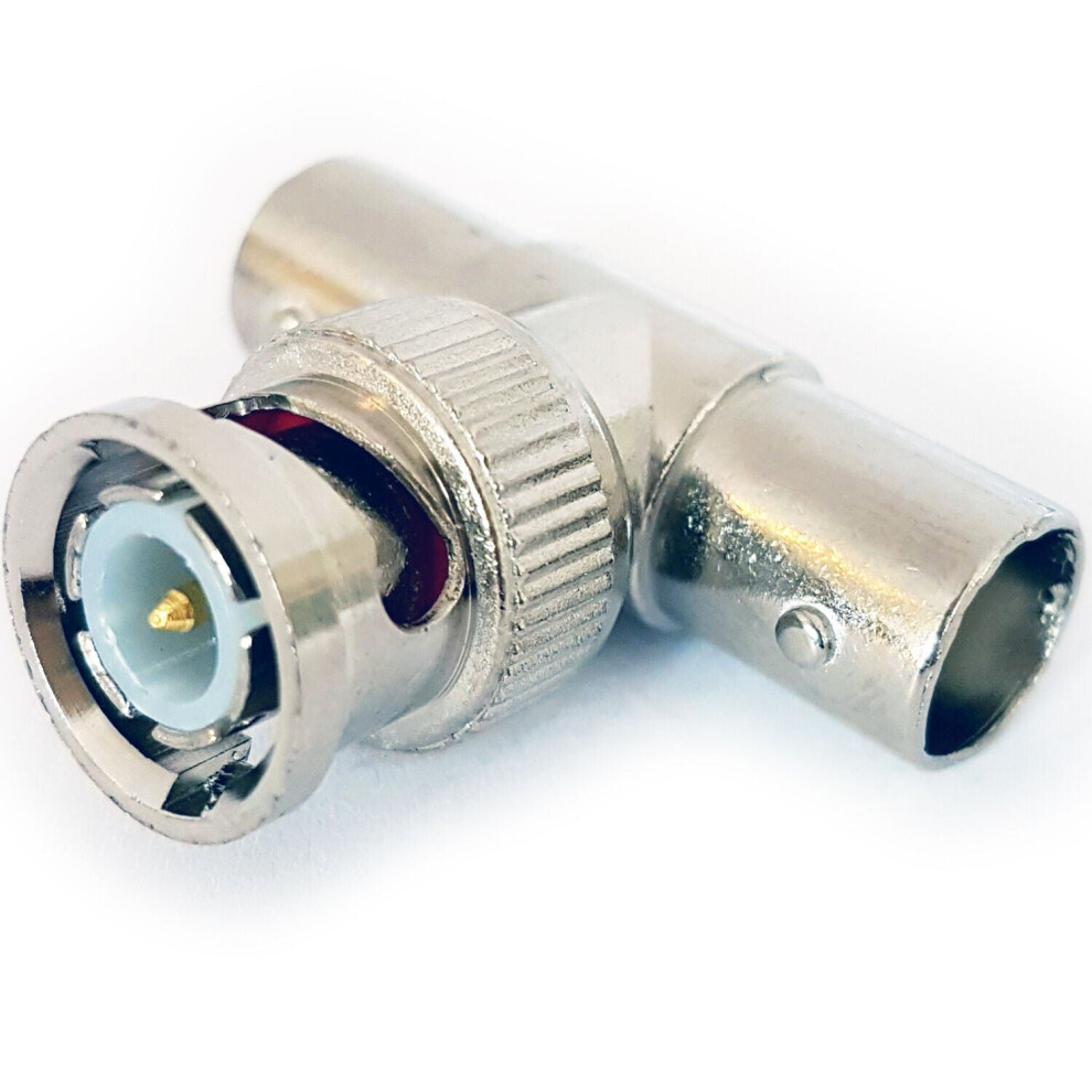 Bnc Male Plug To 2 Female Socket Splitter Adapter T Tee Shape Cctv Camera 5055538138232