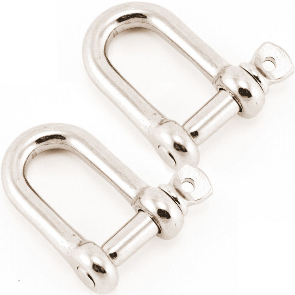 2x 8mm Stainless Steel D Shackles Wire Rope Chain Coupling Joiner Link Bolt