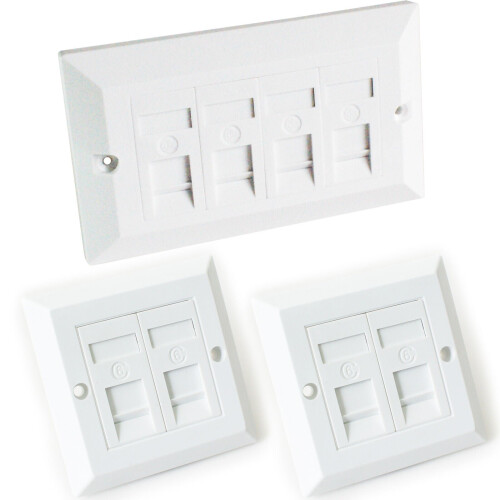 Loops Quad & 2x Double CAT6 Wall Face Plates 4 Port RJ45 Ethernet Network Data Socket