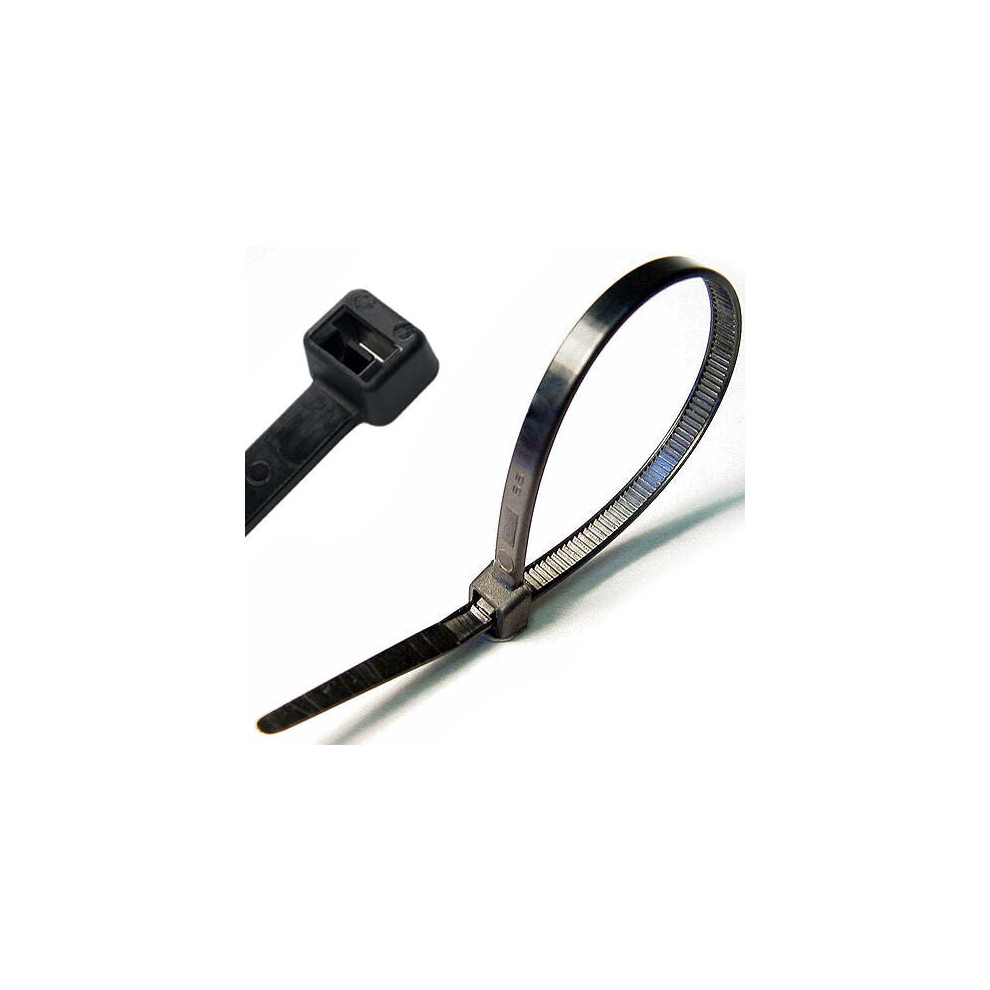 Loops 100X Cable Zip Ties 200Mm X 2.5Mm Strong Plastic Tidy Tides Wrap Black