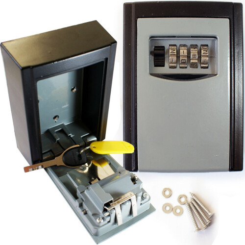 Loops 4 Digit Security Key Safe Lock Weather Resistant Outdoor Rated Wall Mounted Box