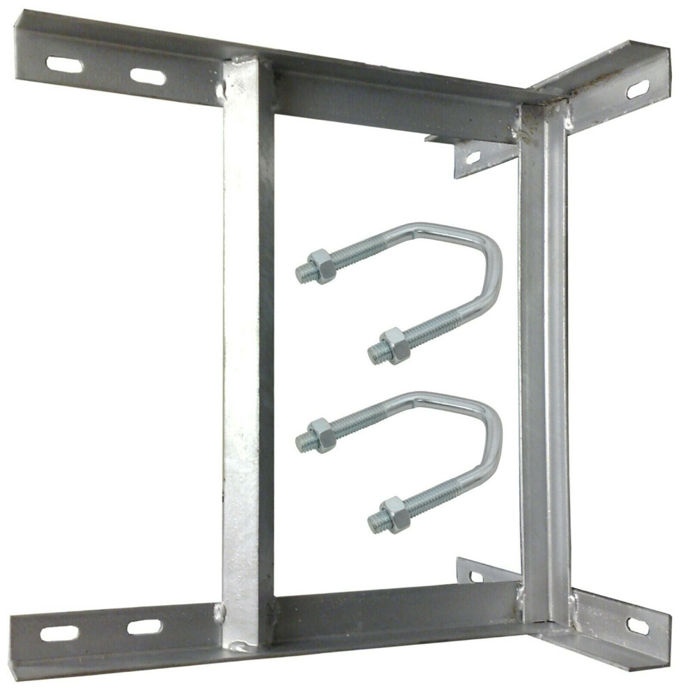 Loops 18" X 18" Galvanised Tv Aerial Wall Mounting Bracket & V Bolts Pole Mast Install
