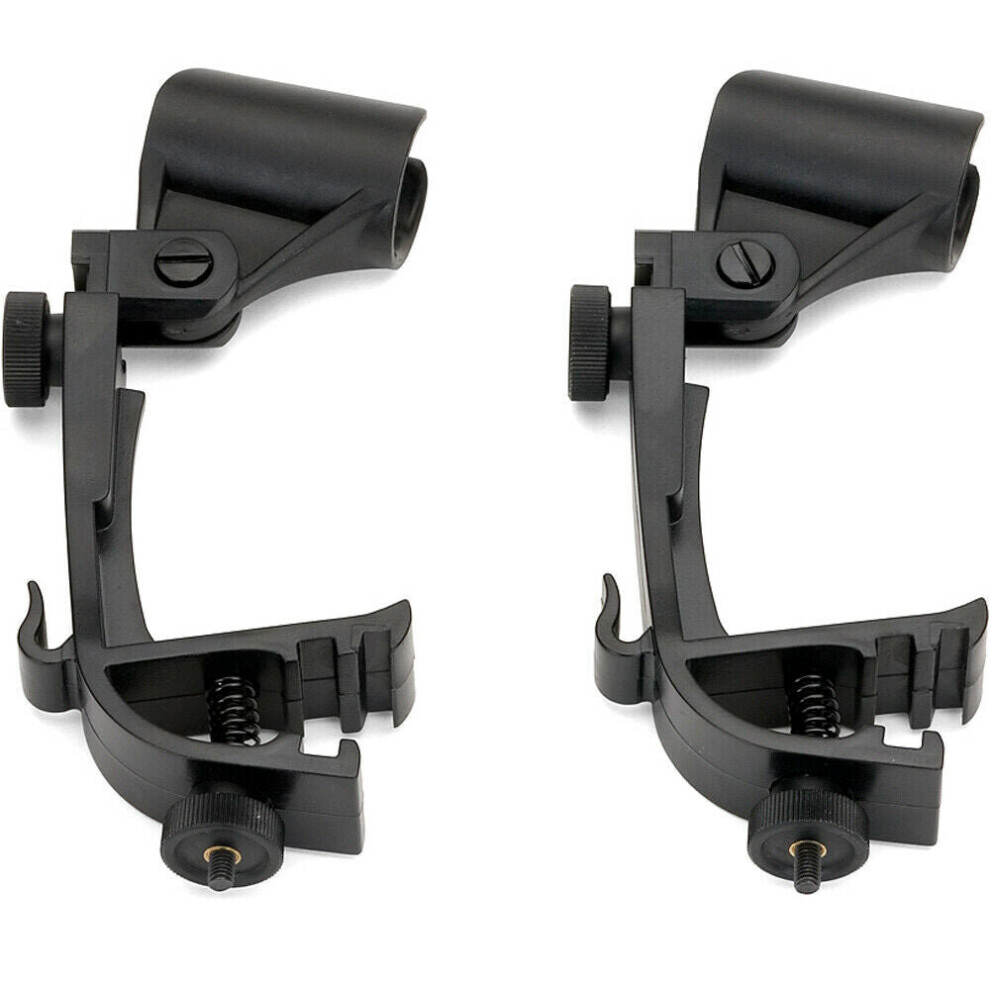 Loops 2X Drum Kit Microphone Clip Holders Tom/Snare Rim Clamp Stand Shockproof Mount