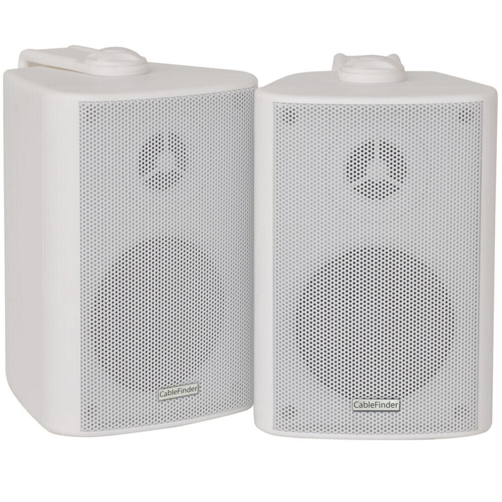 Pair of 2 Way Compact Stereo Speakers -3 Inch 60W 8Ohm - White Wall Mounted Satellite Surround Sound Set
