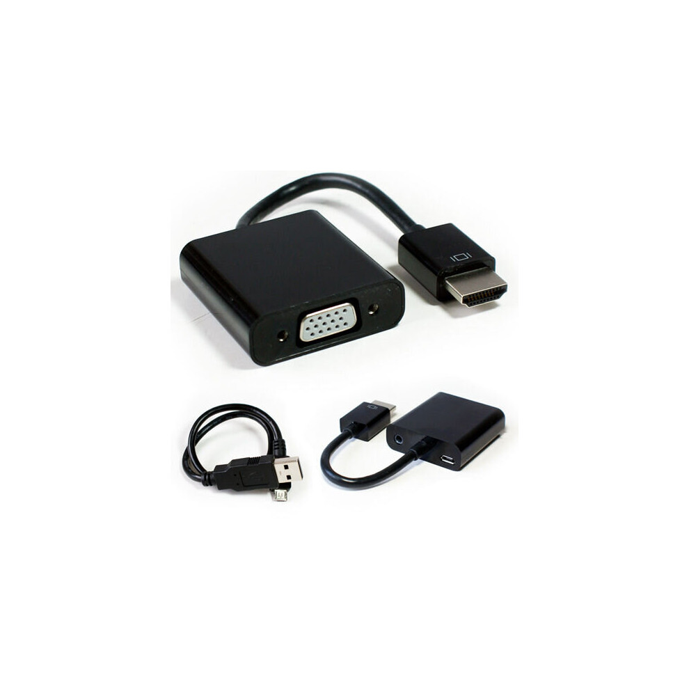 HDMI to VGA & 3.5mm Audio Cable Converter Up to 1080P TV Projector Adapter