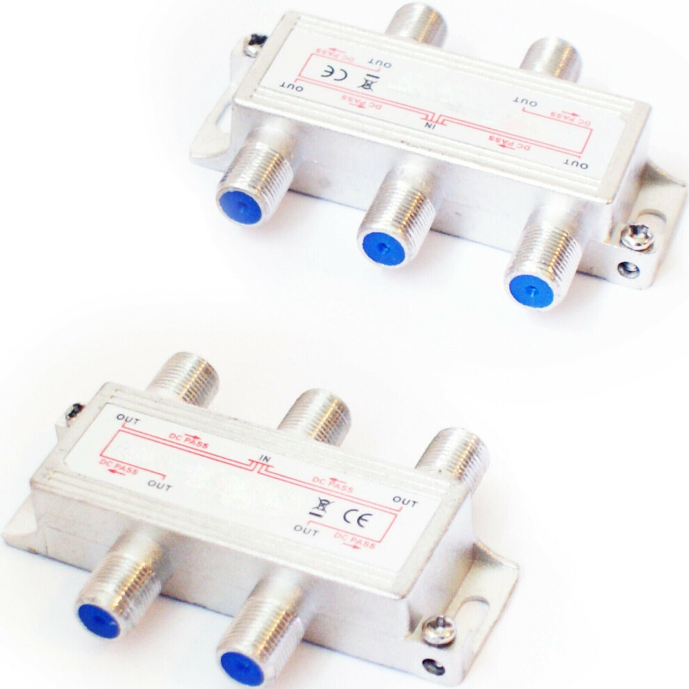 4 Way Port Aerial F Connector Splitter Signal Coaxial Distribution 5055538198564
