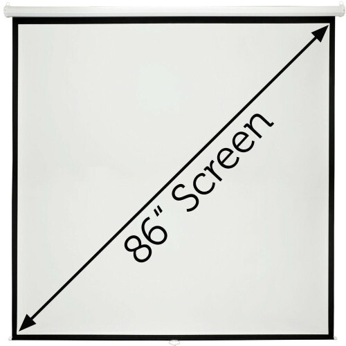 Loops 86" Manual Pull Down Projector Screen 4:3 Wall Ceiling Mount Home Movie Cinema