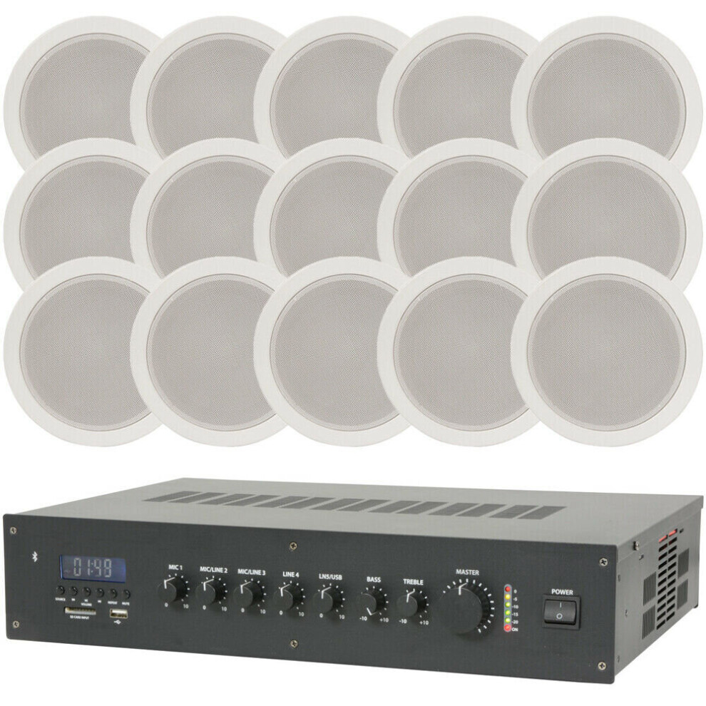 Loops Pro Bluetooth 100V Amplifier & 15X Ceiling Speaker Kit Background Music System