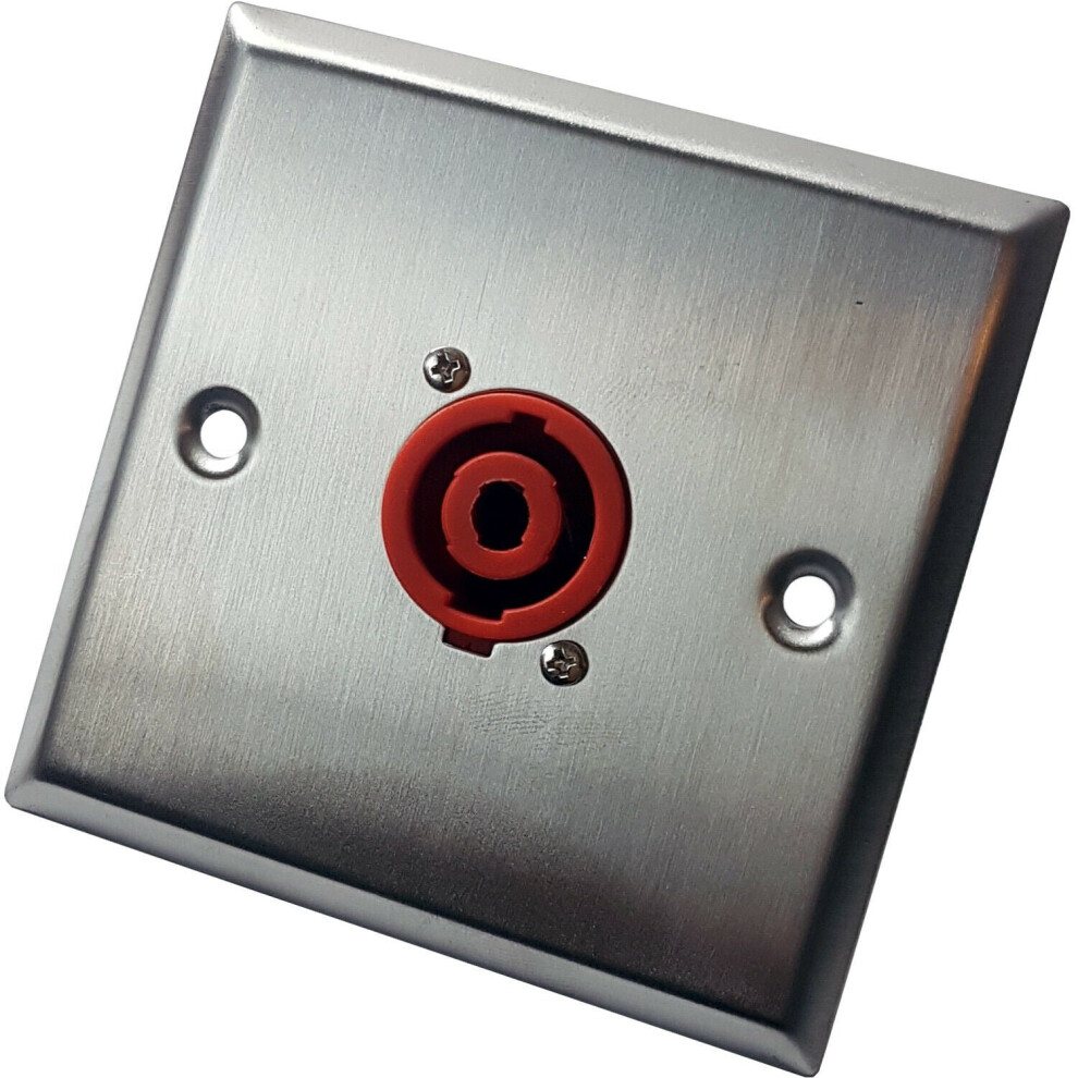 Brushed Steel Speaker Cable Socket Outlet Wall Face Plate SPKON Solder Connector