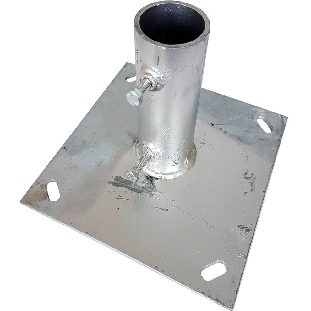 1.5" To 2" Pole Mast Ground Base Plate Galvanised Stand Mount Aerial Satellite 5055538187445