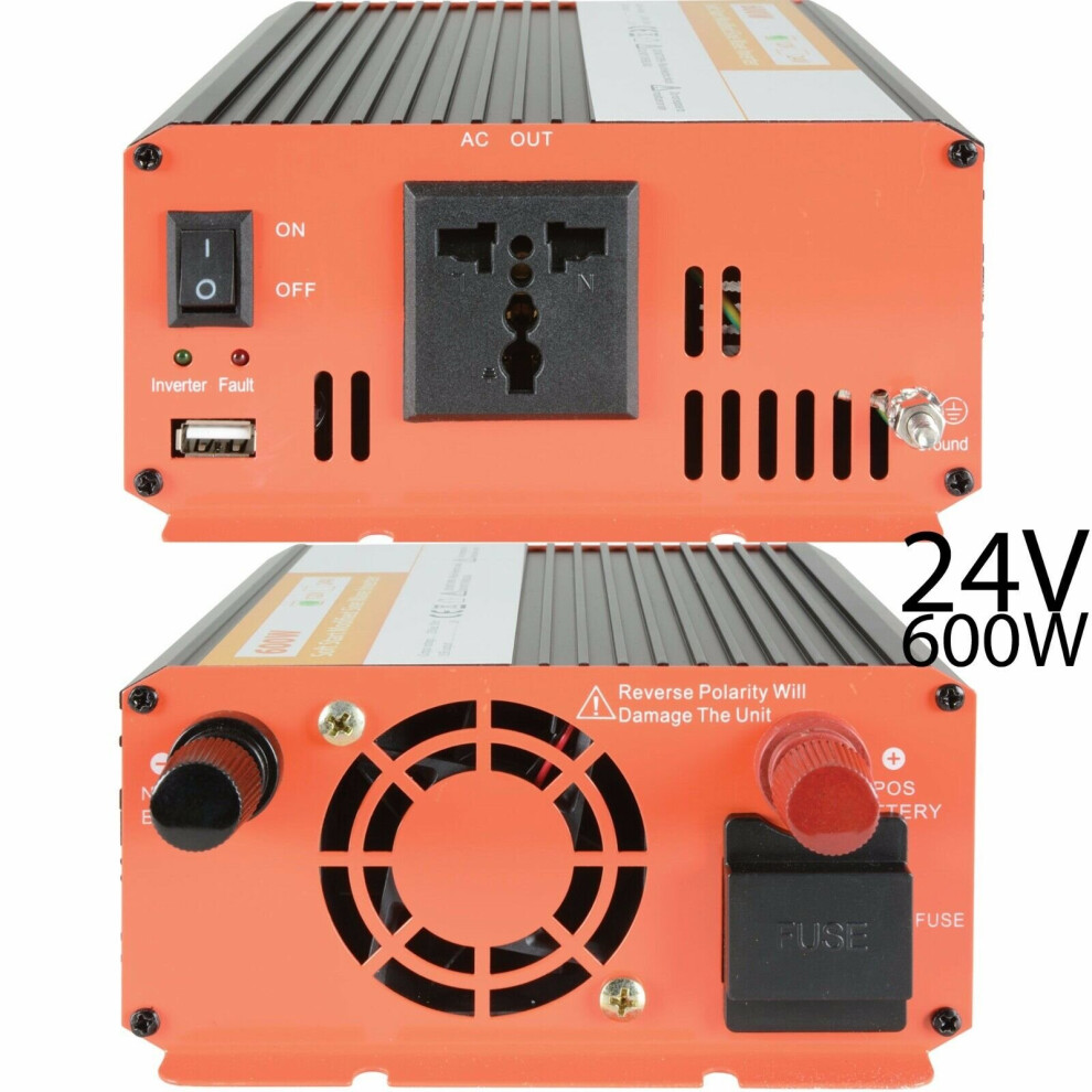 Loops 600W Power Inverter 24V Dc To 230V & Usb Lorry Truck Caravan Converter Adapter