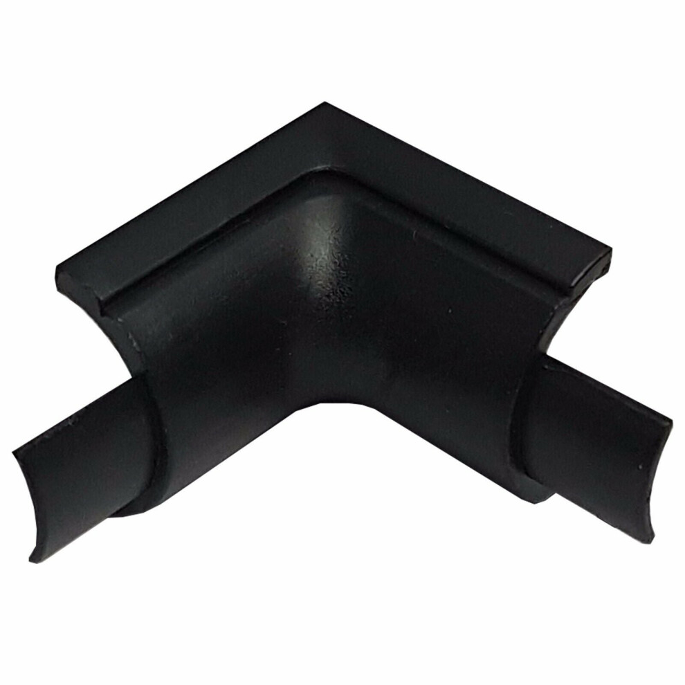 16mm x 8mm Black Smooth Fit Right Angled Internal Trunking Adapter Under Door