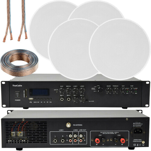 Loops 400W Bluetooth Sound System 4x 6.5 Slim Ceiling Speaker Channel HiFi Amplifier