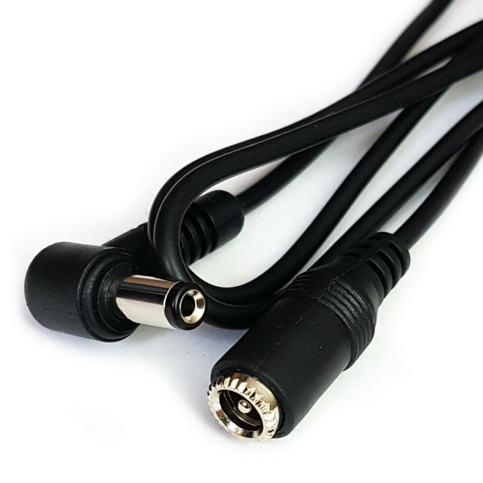 1M *5.5Mm X 2.5Mm* Right Angled Dc Power Extension Cable Lead Plug To Socket 5056199800315