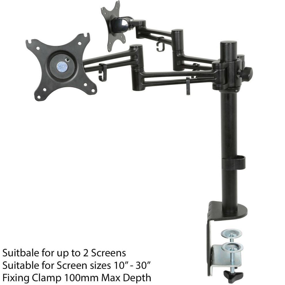 10 30" Double Monitor Desk Bracket Twin Dual Arm Adjustable Height Screen Mount