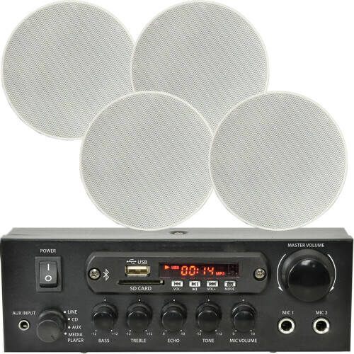 Loops Home Restaurant 4x Ceiling Speaker Bluetooth Wireless Background Music Amp Kit