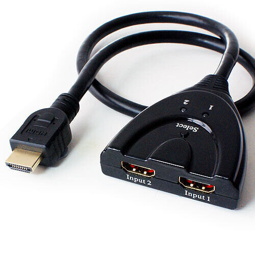 Loops 2 Port Way HDMI Switch Box & Cable Automatic Full HD Switcher Input Selector