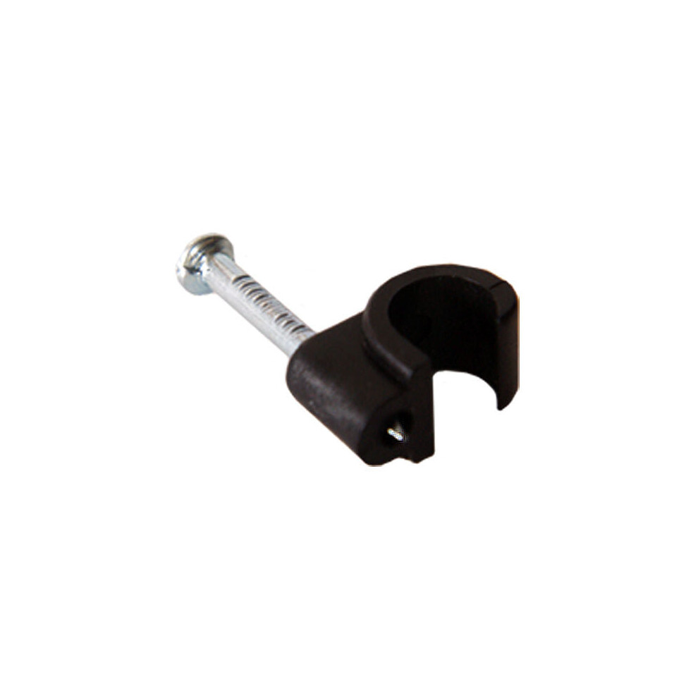 100 x 8mm Black Round Cable Wall Clips CAT6 Coax Fixing Nail Aerial Satellite